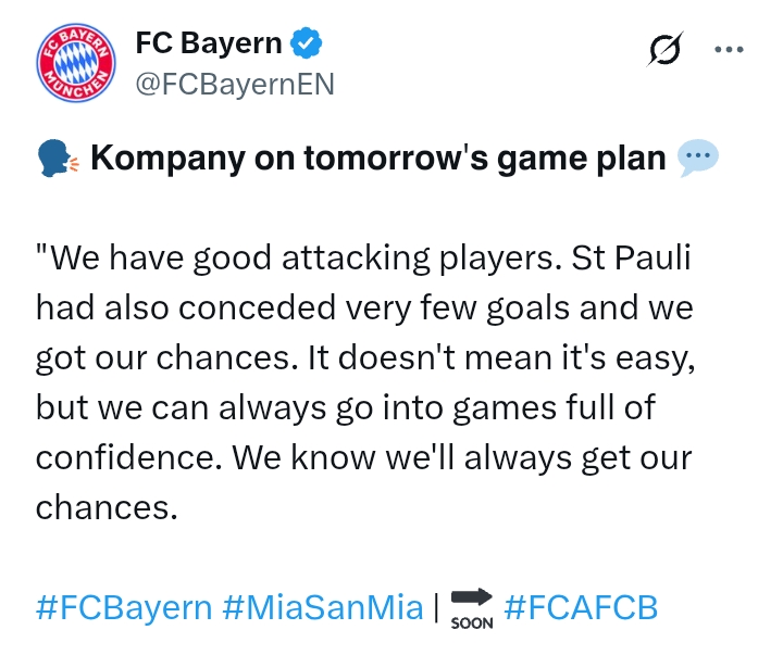 Bundesliga 2024/25: Augsburg V Bayern Munich - 'Traditionally not an easy game for us, they haven't lost in 11 games' - Kompany