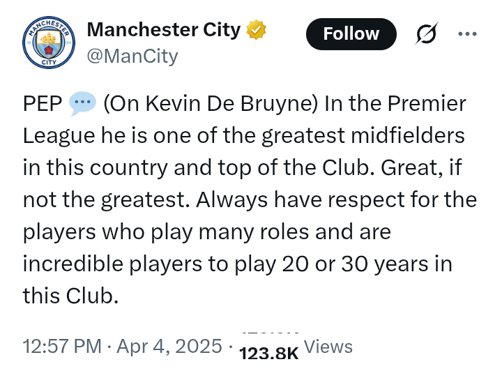 Manchester City: 'We are going to enjoy the last two months together but emotionally it's tough' - Guardiola on De Bruyne