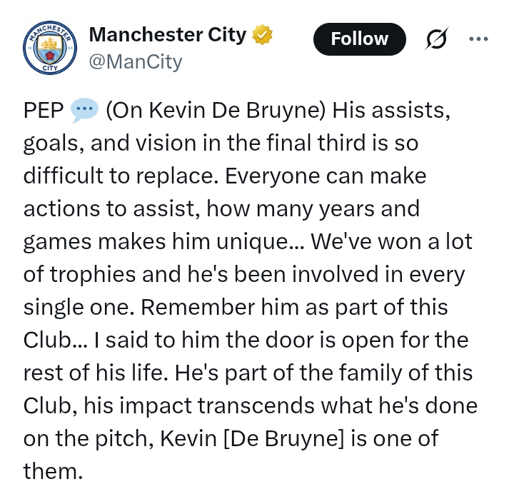 Manchester City: 'We are going to enjoy the last two months together but emotionally it's tough' - Guardiola on De Bruyne