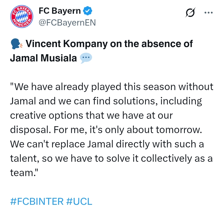Uefa Champions League 2024/25: Bayern Munich V Inter - 'They're dangerous on counter-attack and set-pieces' - Kompany