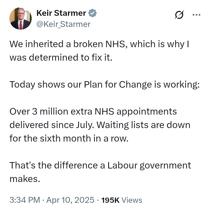 United Kingdom: 'Labour has delivered over 3 million NHS appointments since July' - PM Starmer