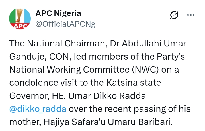 Governor Radda Loses Mother: Photos - Ganduje leads APC NWC on condolence visit to Katsina State