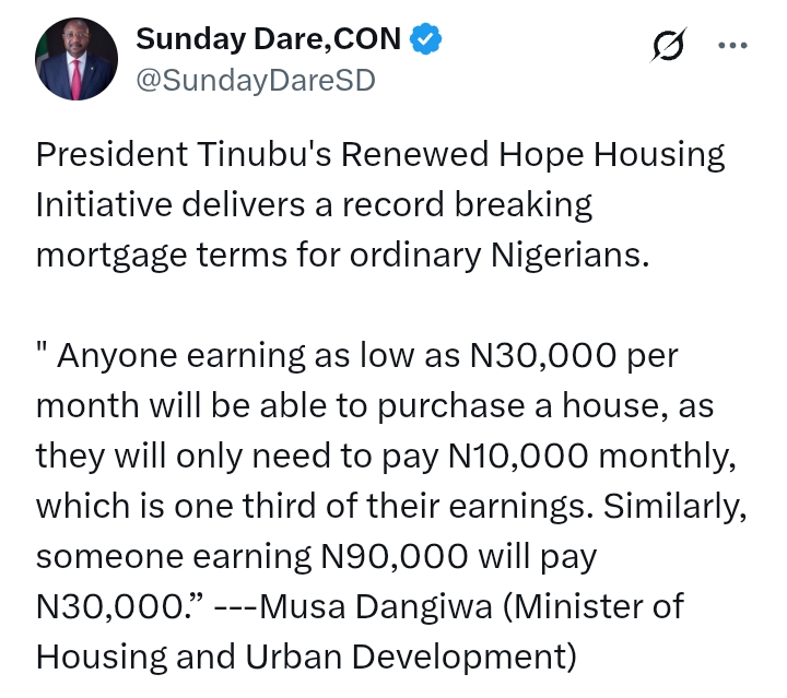 'Anyone earning as low as N30,000 per month will be able to purchase a house' - Housing Minister, Dangiwa