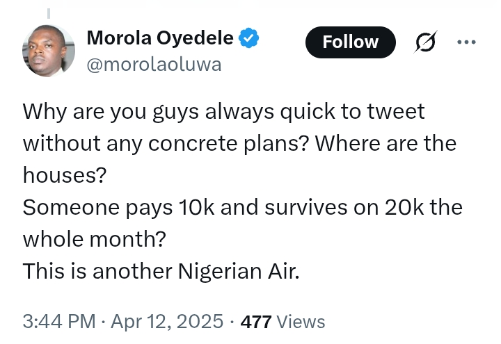 'Anyone earning as low as N30,000 per month will be able to purchase a house' - Housing Minister, Dangiwa
