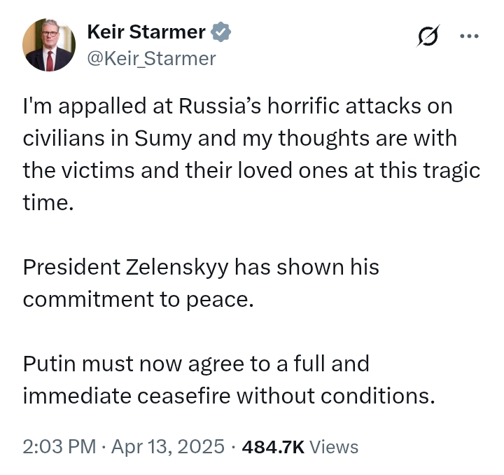Russia-Ukraine: 'Putin must now agree to a full and immediate ceasefire without conditions' - PM Starmer