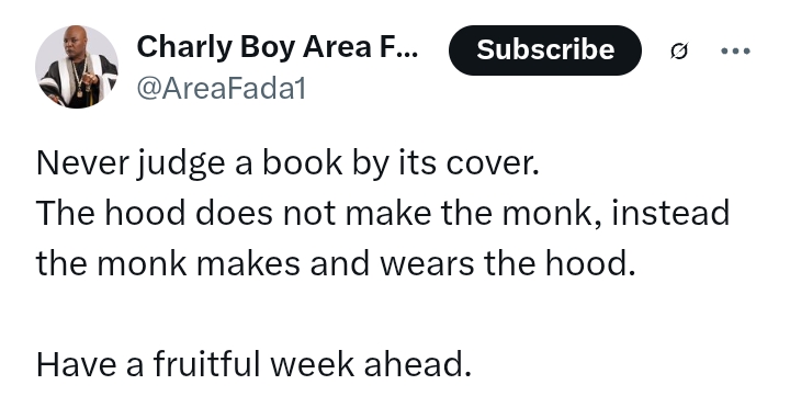 'Never judge a book by its cover' - Charly Boy