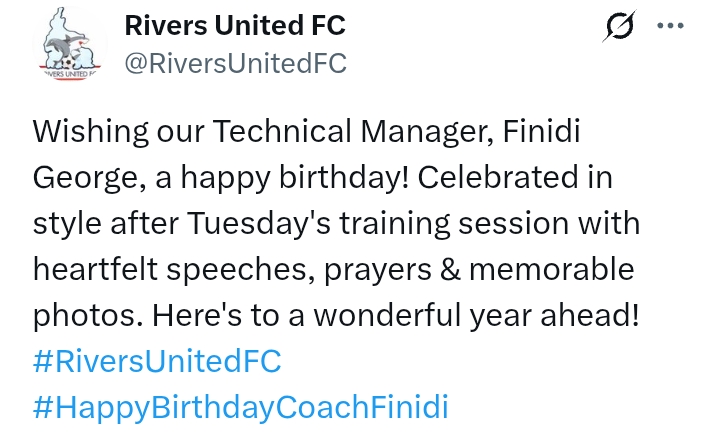 Finidi George At 54: 'Happy birthday' - Rivers United FC