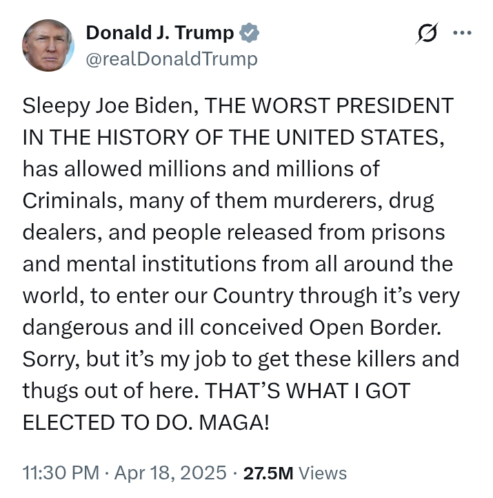 United States: 'Biden allowed millions and millions of criminals to enter our country through its ill conceived Open Border's - President Trump