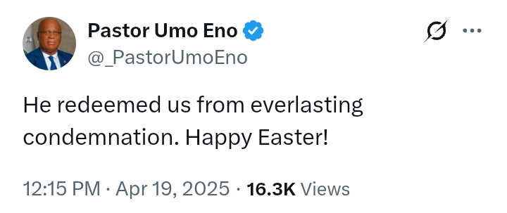Easter 2025: 'He redeemed us from everlasting condemnation' - Governor Eno
