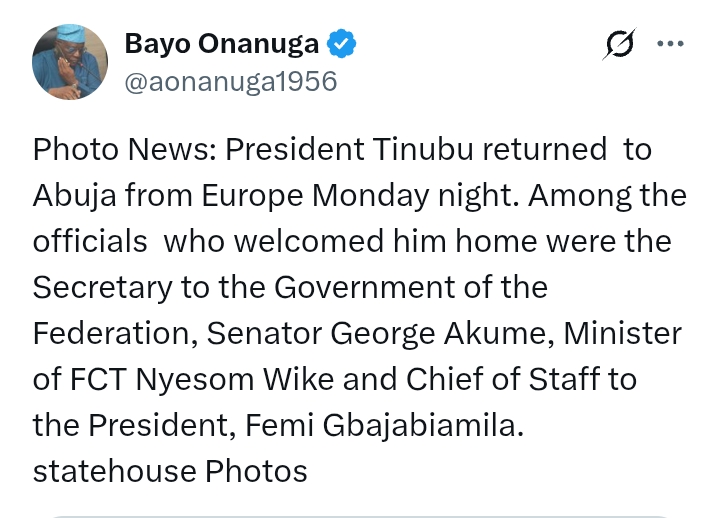 Photos: President Tinubu returns to Abuja from Europe