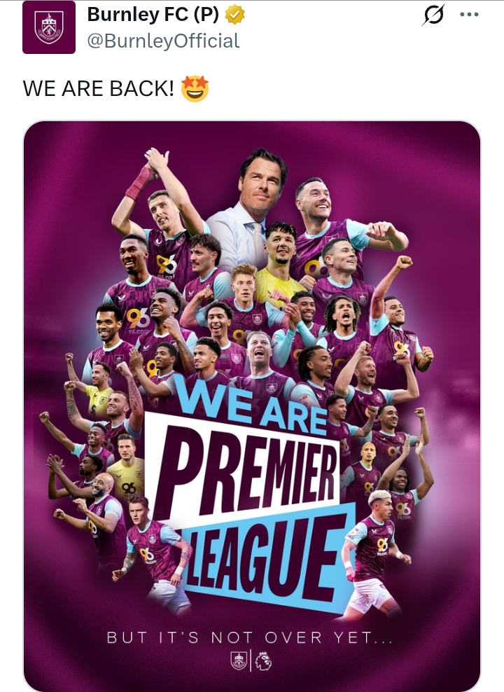 Burnley promoted back to Premier League