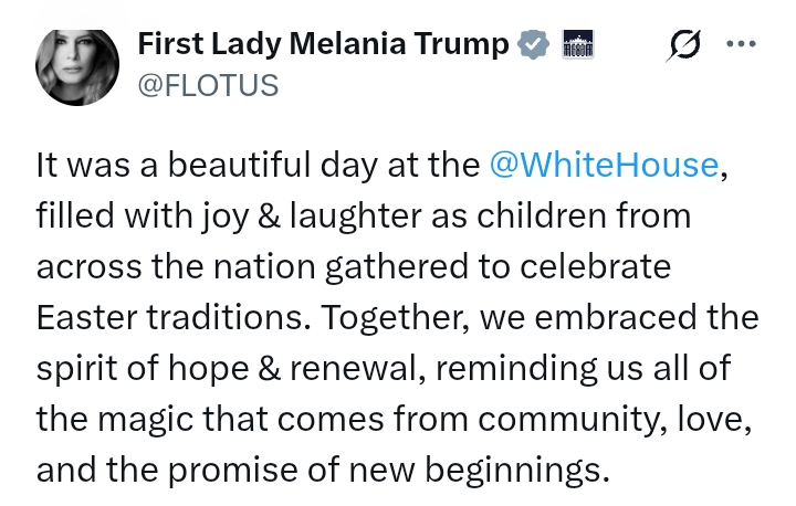 Easter 2025: US First Lady, Melania Trump, children from across the nation gather for celebrations