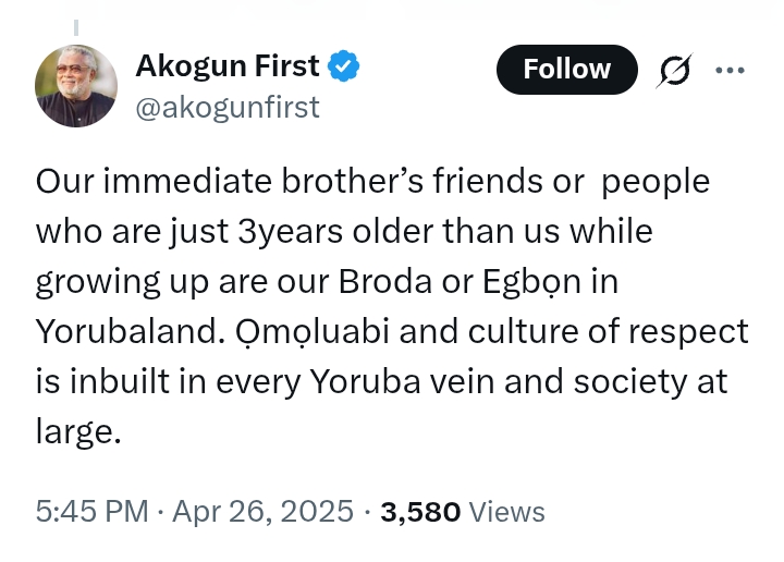 Rufai Oseni reacts after 68-year old KWAM1 'claimed the president was an Egbon “elder he runs errand for on lagos Island'