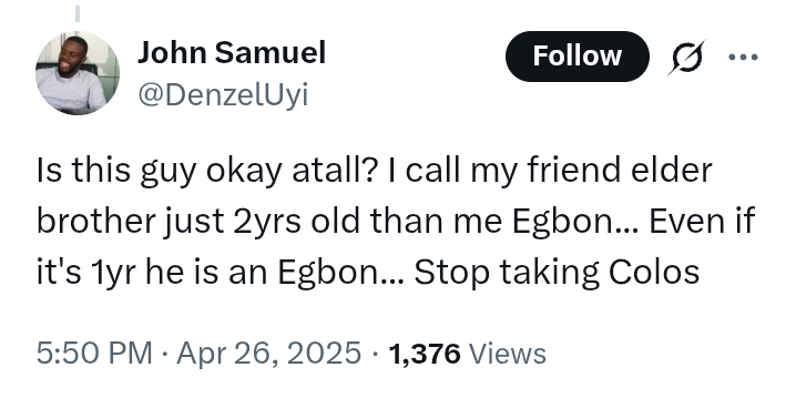 Rufai Oseni reacts after 68-year old KWAM1 'claimed the president was an Egbon “elder he runs errand for on lagos Island'