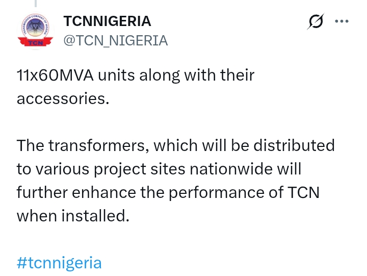 TCN takes delivery of 15 power transformers, accessories