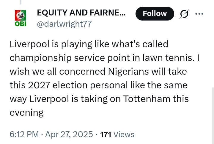 2027 Election: 'We must do what Liverpool is doing come 227 so no amount of rigging can make any impact' - Aisha Yesufu to Nigerians