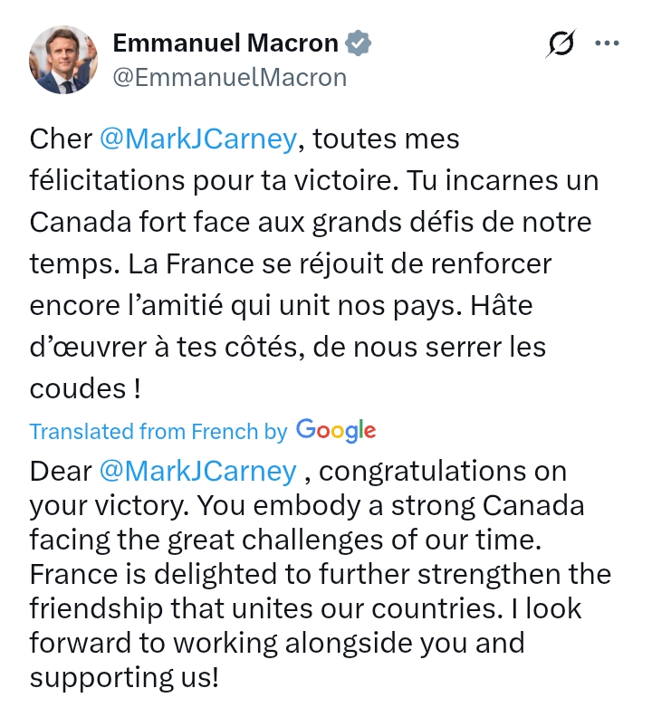 Canada Election 2025: President Macron congratulates Mark Carney, says, 'France looking forward to working alongside you'