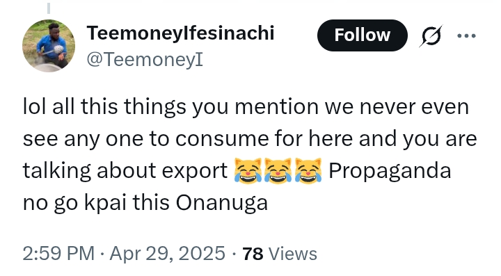 Nigeria's Economy: 'Nigeria’s non-oil exports hit a record $1.7 billion in QI' - Presidency