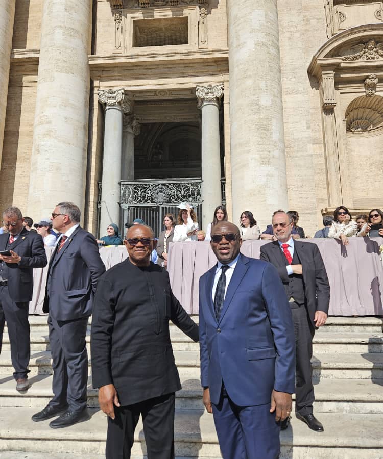 Peter Obi and Kayode Fayemi at the Vatican to witness beginning of new Papacy