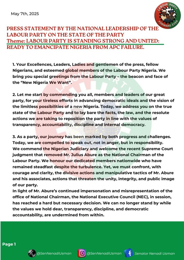 LP Press Statement - 'When others descend into rascality, we must rise with discipline'