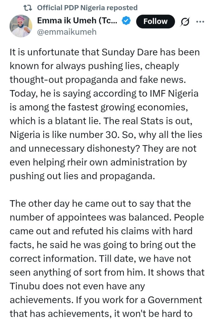 Nigeria's Economy: 'Cheaply thought-out propaganda and fake news' - X user reacts after Sunday Dare says, 'Nigeria's economy ranked among top 5 growing economies'