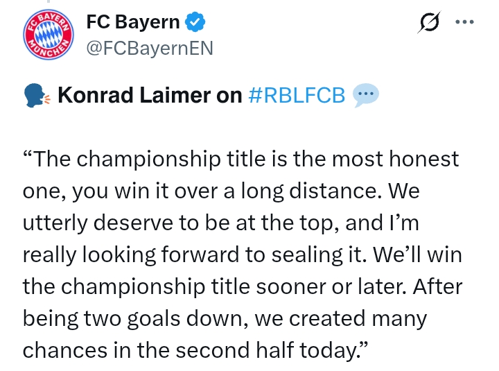 Bundeliga 2024/25: RB Leipzig 3-3 Bayern Munich - 'We utterly deserve to win the title' - Laimer