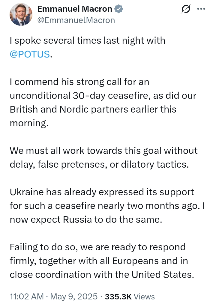 Russia-Ukraine: Macron welcomes Trump's call for 'unconditional' 30-day ceasefire