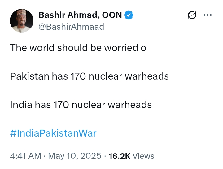 India V Pakistan: 'The world should be worried' - Bashir Ahmad