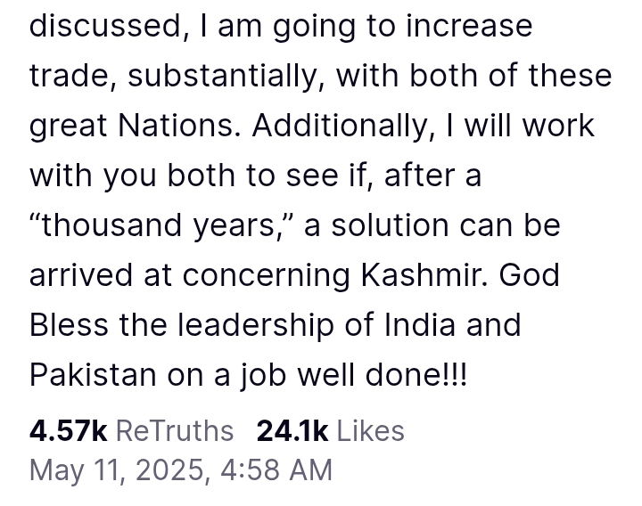 India V Pakistan: Trump hail both sides for agreeing to 'full and immediate' ceasefire, says, 'millions of good and innocent people could have died!'