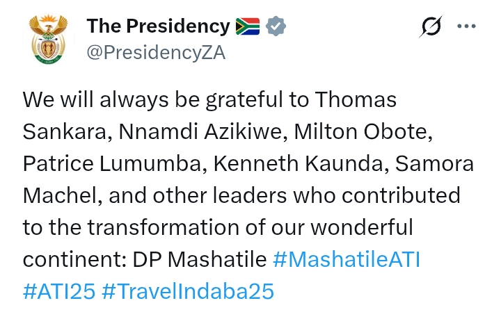 South Africa grateful to Nnamdi Azikiwe for 'contributing to the transformation of our wonderful continent'