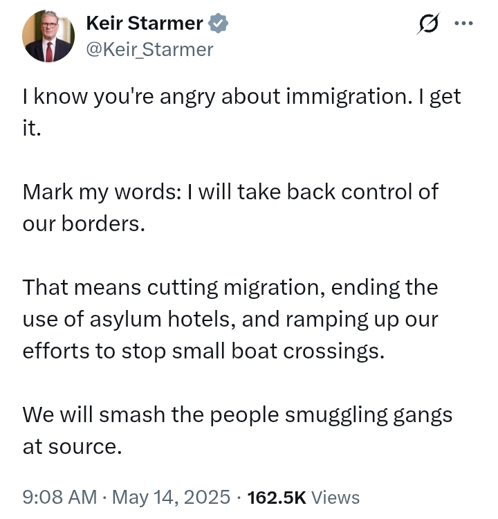 United Kingdom: 'Mark my words: I will take back control of our borders' - PM Starmer