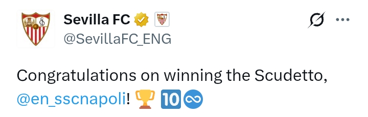 Congratulations on winning the Scudetto, 
Napoli