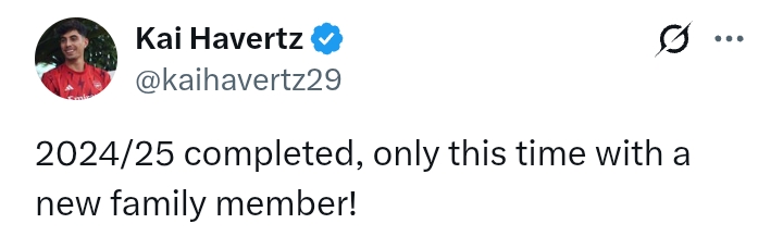 Kai Havertz finishes 2024/25 season with new family member