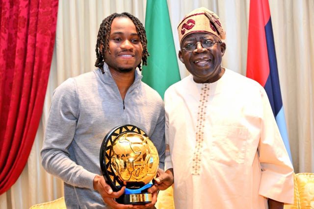 Photos: Ademola Lookman visits President Tinubu in Lagos