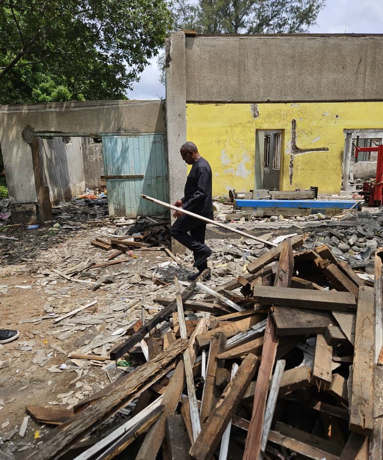 Photos: Peter Obi’s ‘youngest brother’ company property ‘invaded and demolished’ in Lagos