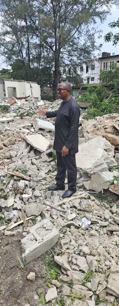 Photos: Peter Obi's 'youngest brother' company property 'invaded and demolished' in Lagos
