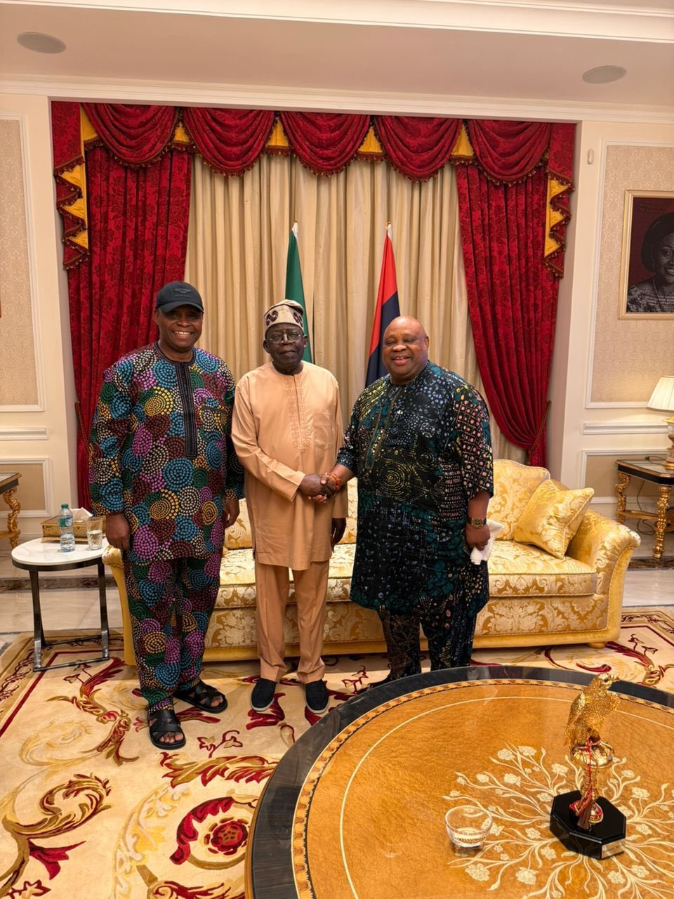 Photos: Governor Adeleke, Davido, visit President Tinubu at his Lagos residence ahead of Sallah celebration