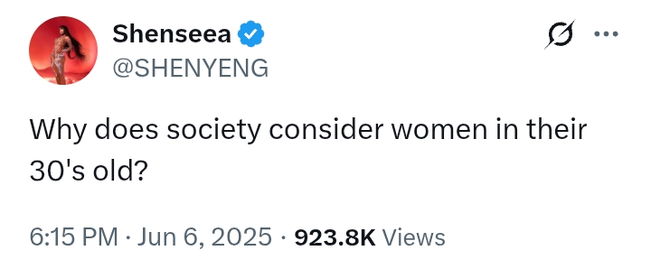 'Why does society consider women in their 30's old?' - Shenseea