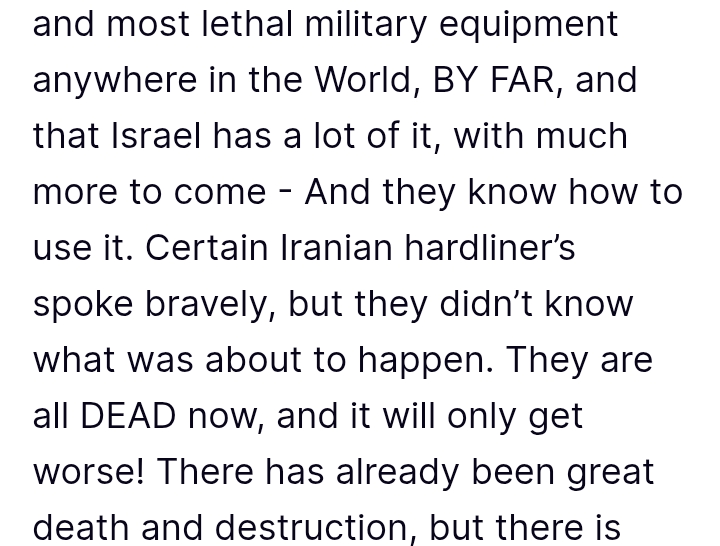 Iran V Israel: 'Iran must make a deal, and save what is left!' - President Trump