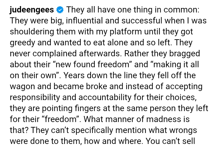 This is 'm*dness' - 'I shouldered them with my platform, now they are pointing fingers at me' - Jude Okoye