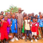 Abuja: Photos – Wike happy as Primary School pupils greet him as he inspects Bridge project
