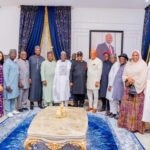 Ganduje, APC NWC members visit Eno and Akpabio at the Senate President’s residence in Uyo ahead of the Governor’s official defection to the ‘Broom’ Party