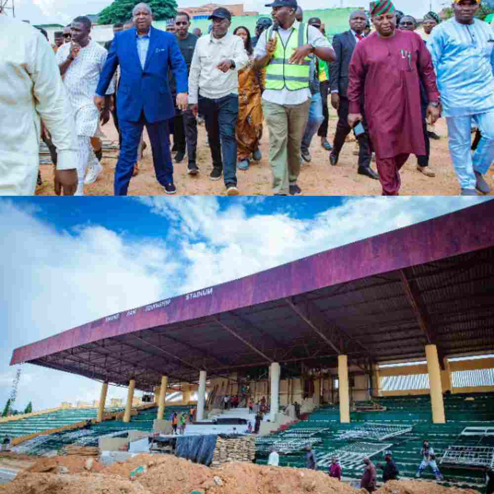 Plateau Governor Mutfwang inspects remodeling of Rwang Pam Township Stadium from 4,500 to 10,000 capacity