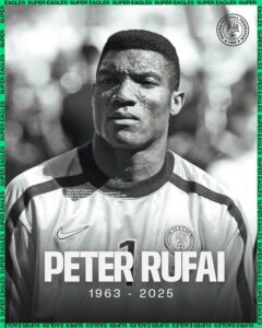 Former Super Eagles goalkeeper Peter Rufai passes at 61