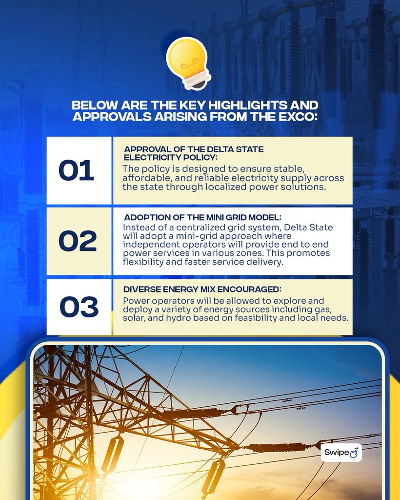 Delta State Executive Council approves State Electricity Policy for 'improved electricity'
