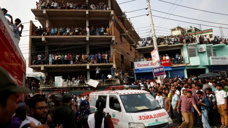 Crowds of people climbed buildings to watch the rescue and recovery efforts