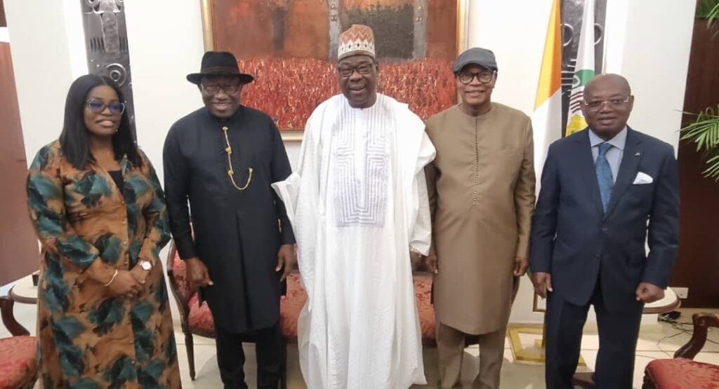 Goodluck Jonathan arrives Yamoussoukro for Ivory Coast 2025 Presidential election
