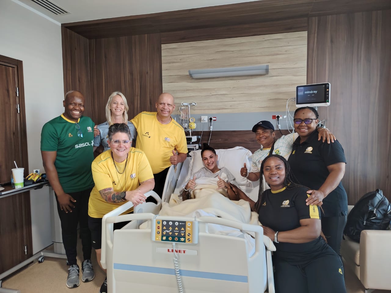 Photos: Banyana Banyana players and staff visit injured midfielder Salgado