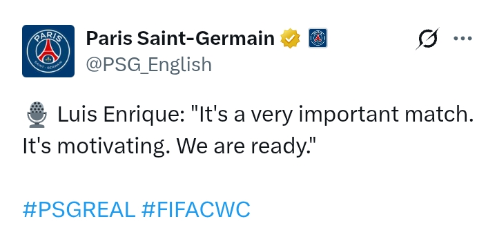 'We are ready' for Real Madrid - PSG coach Enrique ahead of FIFA Club World Cup semi final