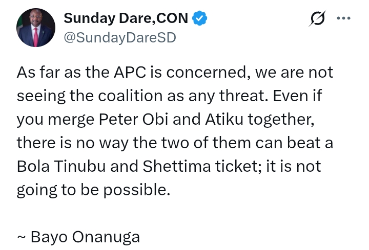 Video: 'Coalition not a threat to APC' - Presidency